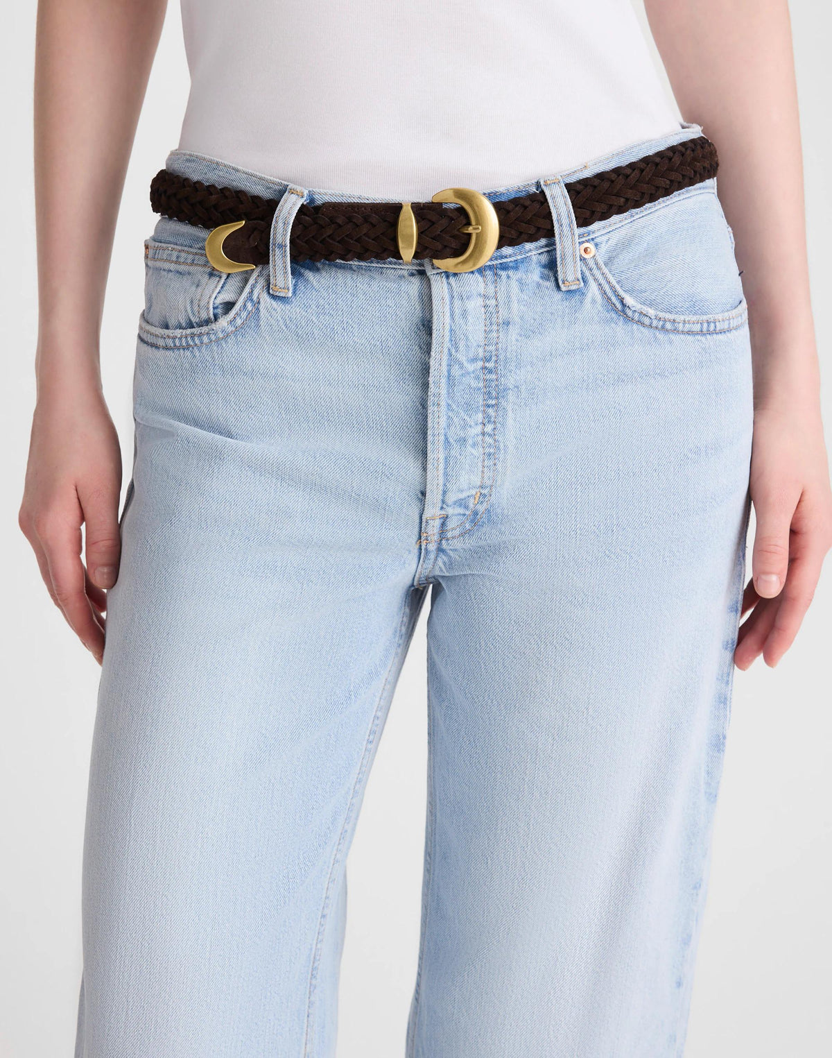 Madewell Domed-Buckle Wide Belt Dark Carob