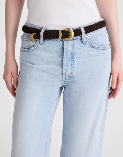 Madewell Domed-Buckle Wide Belt Dark Carob