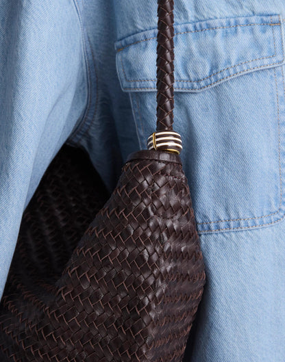 Madewell Striped Enamel Bead Clip Chocolate Plum