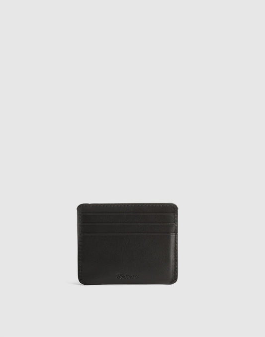 Madewell Curved Card Case in Leather True Black