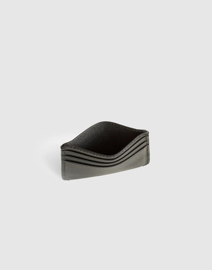Madewell Curved Card Case in Leather True Black