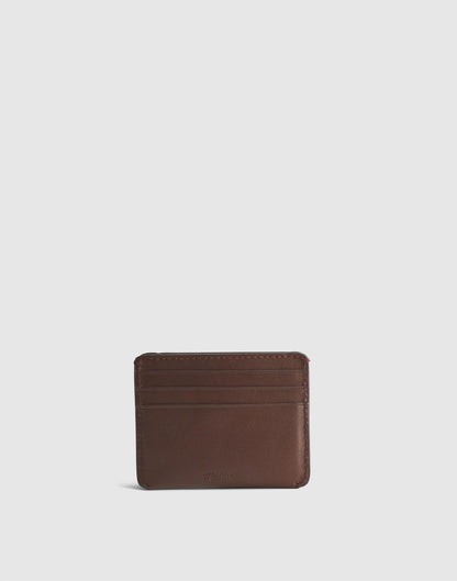 Madewell Curved Card Case in Leather Chocolate Raisin