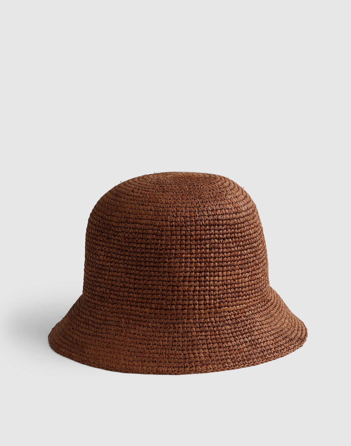 Madewell Hand-Crocheted Seamless Bucket Hat in Raffia Coffee Bean