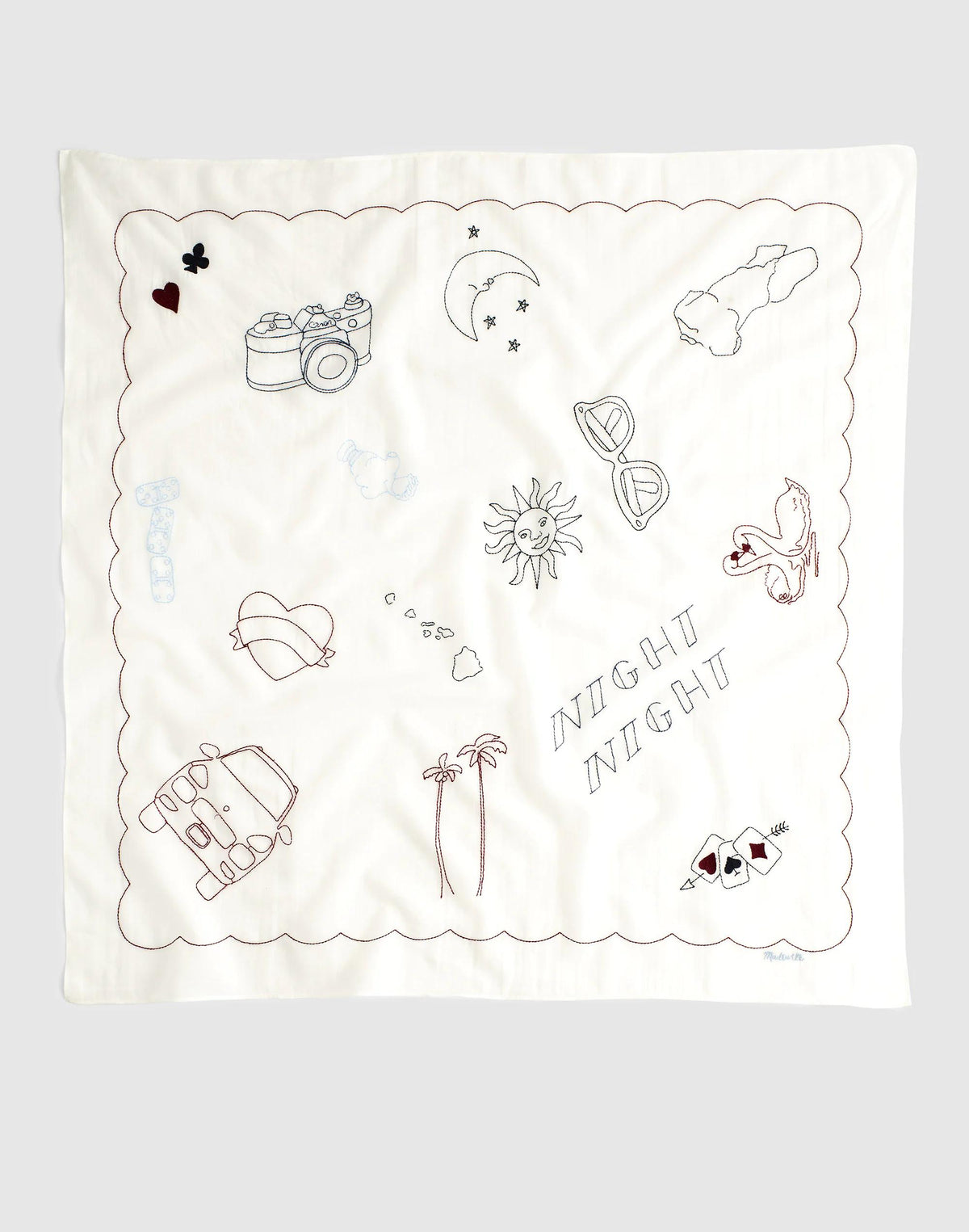 Madewell Embroidered Bandana in Cotton Embroidered Diary White