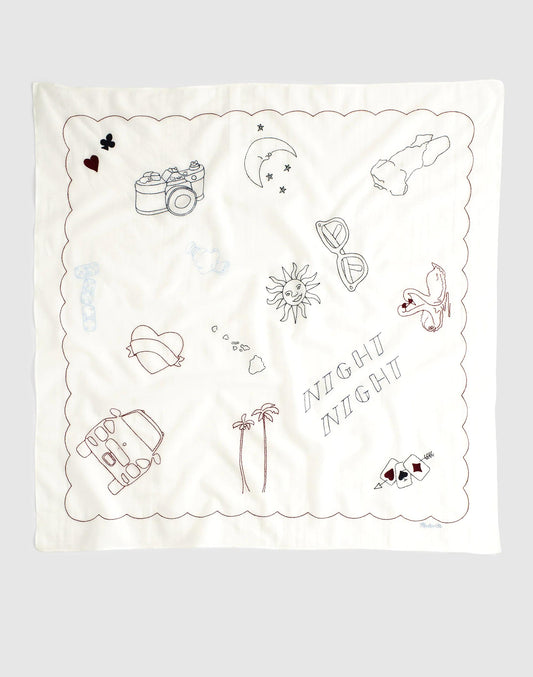 Madewell Embroidered Bandana in Cotton Embroidered Diary White