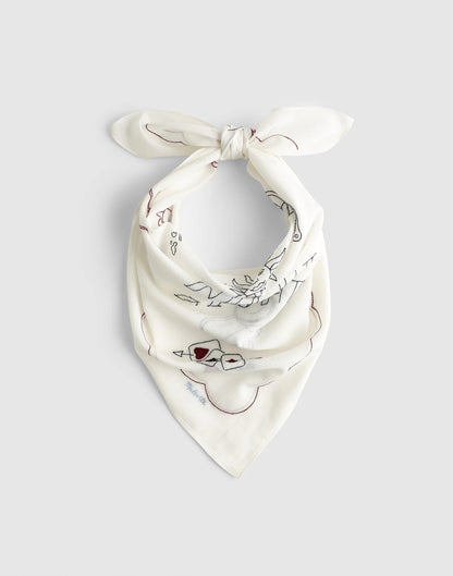 Madewell Embroidered Bandana in Cotton Embroidered Diary White