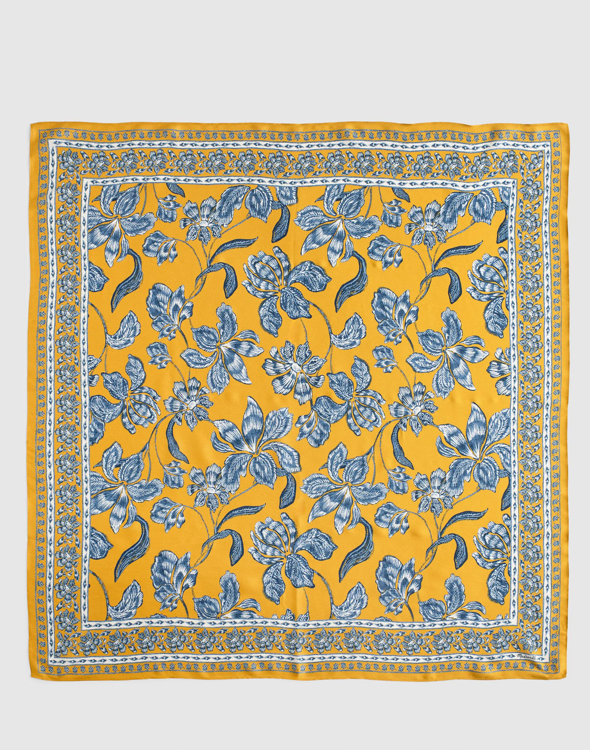 Madewell Medium Silk Bandana Shibori Floral Chamomile Tea