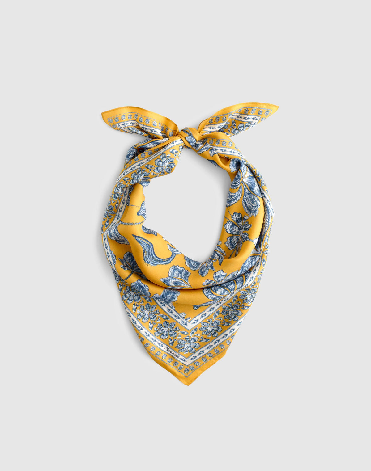 Madewell Medium Silk Bandana Shibori Floral Chamomile Tea