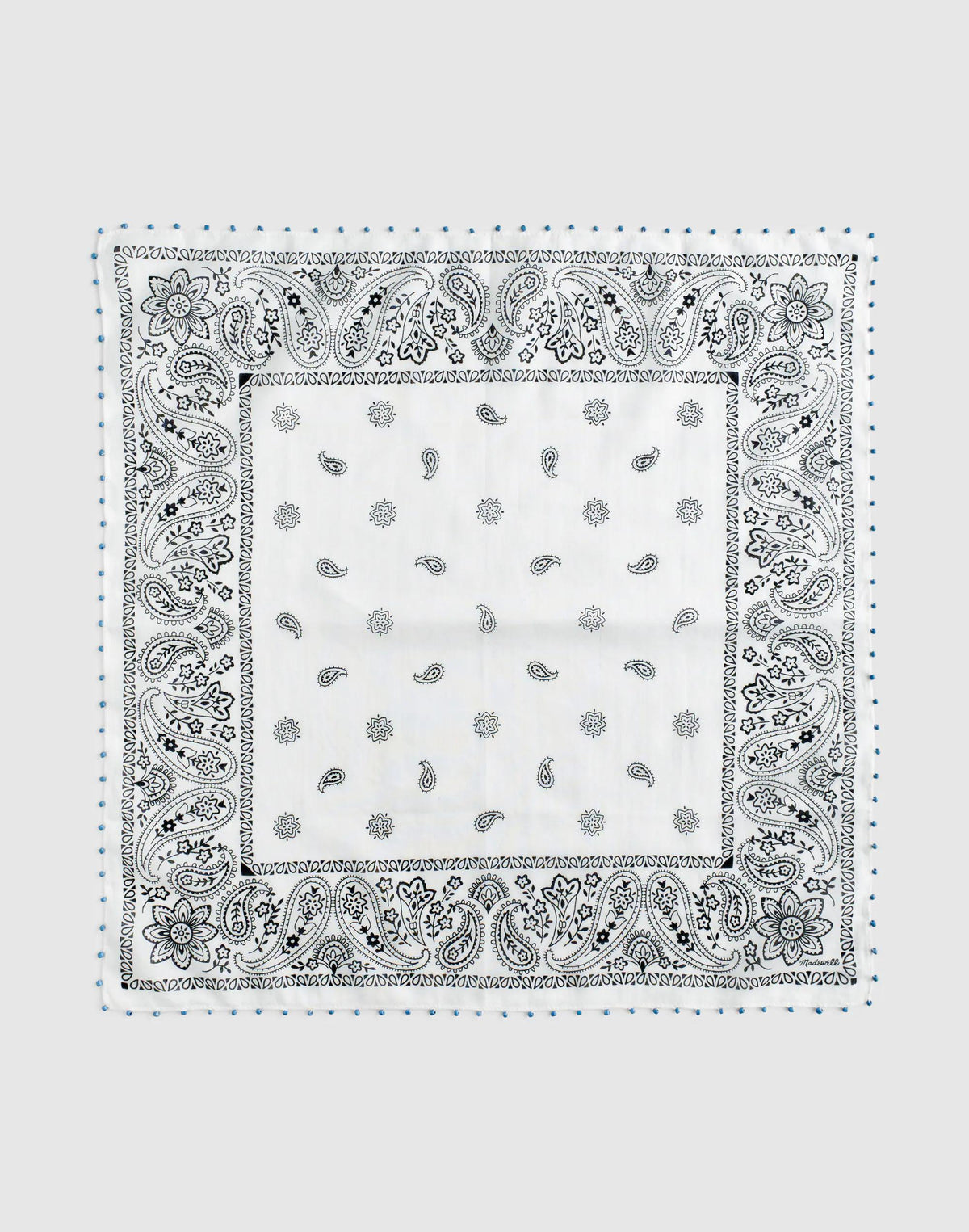 Madewell Beaded Bandana in Cotton Blend White