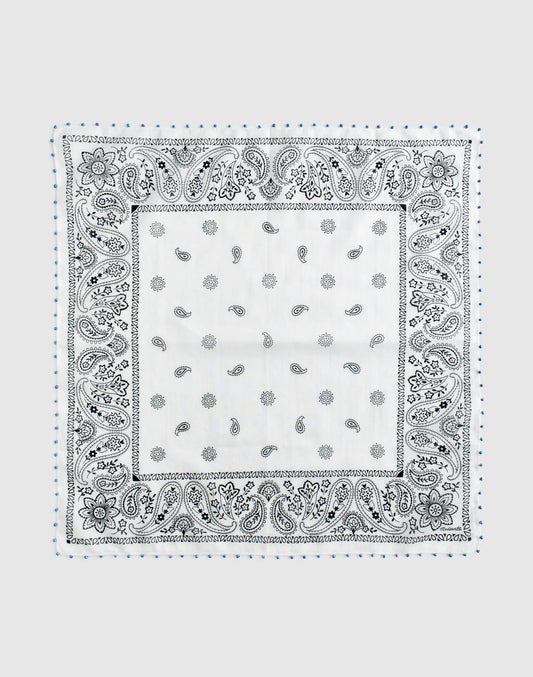 Madewell Beaded Bandana in Cotton Blend White