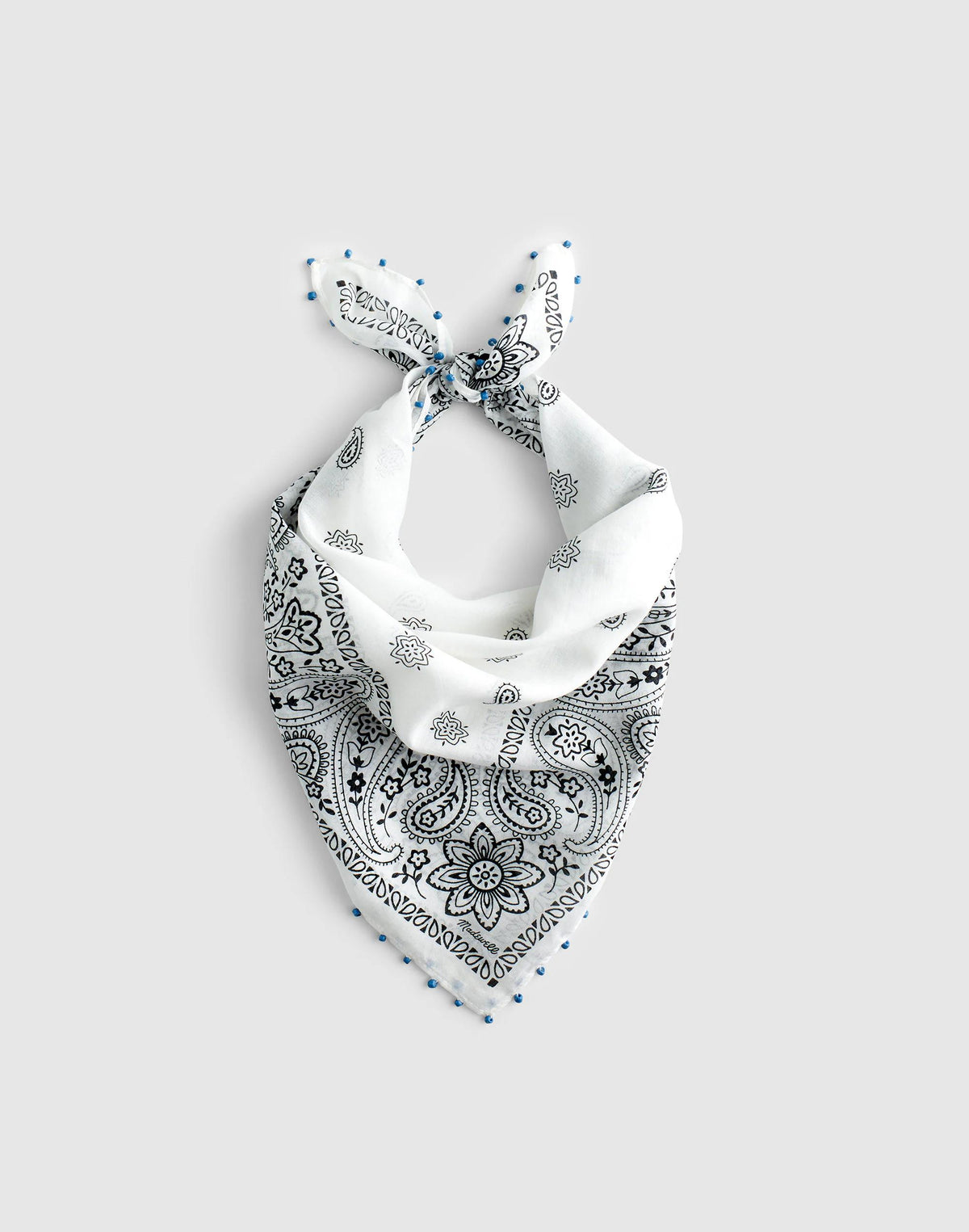 Madewell Beaded Bandana in Cotton Blend White
