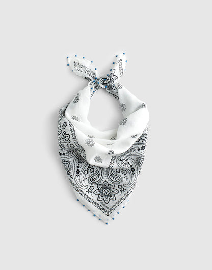 Madewell Beaded Bandana in Cotton Blend White