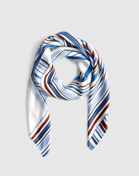 Madewell Oversized Silk Bandana Multi Stripe Abstract White