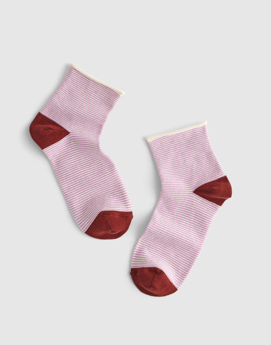 Madewell Contrast-Stripe Ankle Socks Warm Wisteria