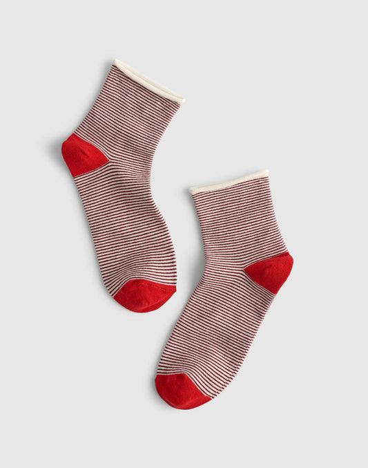 Madewell Contrast-Stripe Ankle Socks Dusty Merlot