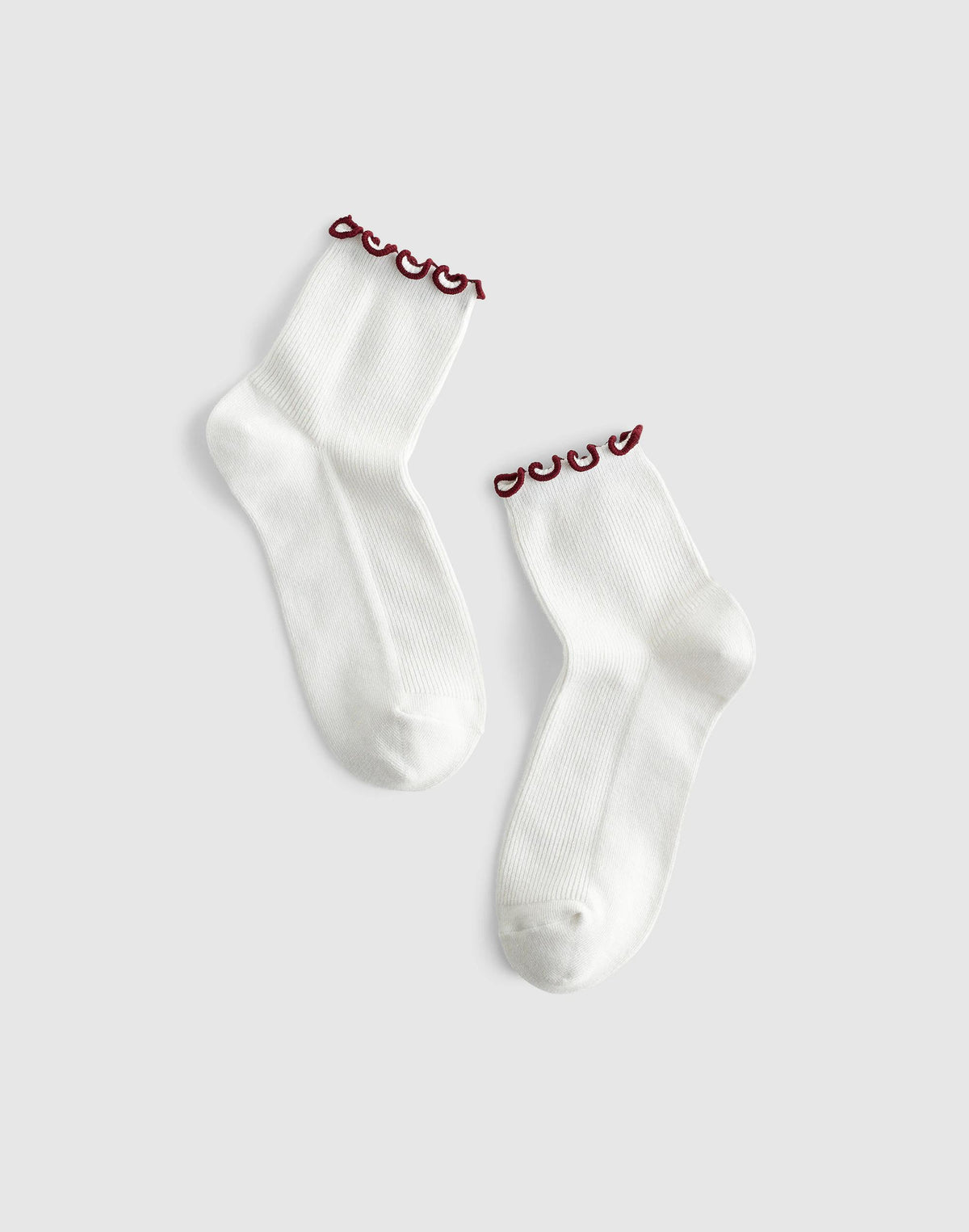 Madewell Ruffle-Trim Ankle Socks Dusty Merlot