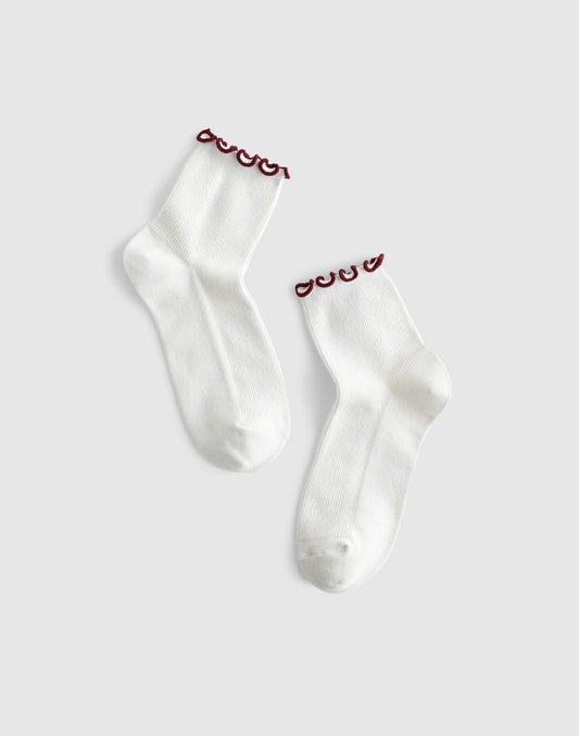 Madewell Ruffle-Trim Ankle Socks Dusty Merlot