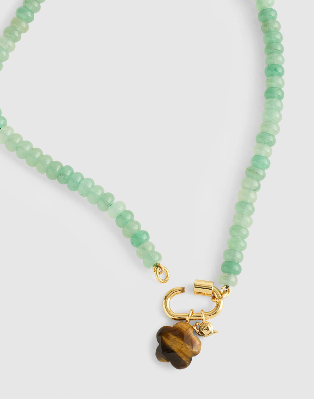 Madewell Semiprecious Beaded Carabiner Charm Necklace Antique Jade