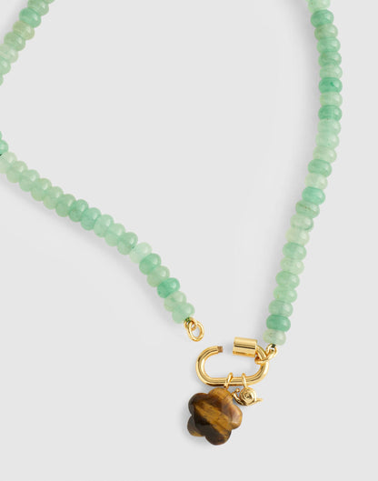 Madewell Semiprecious Beaded Carabiner Charm Necklace Antique Jade