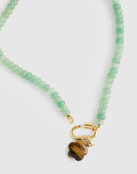 Madewell Semiprecious Beaded Carabiner Charm Necklace Antique Jade