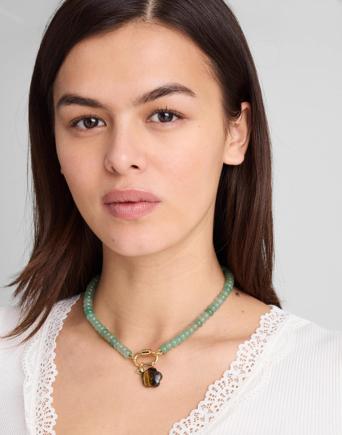 Madewell Semiprecious Beaded Carabiner Charm Necklace Antique Jade