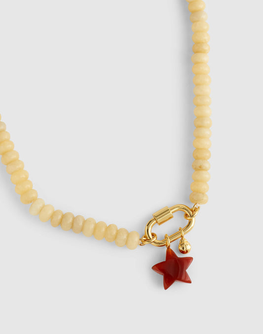 Madewell Semiprecious Beaded Carabiner Charm Necklace Pale Marzipan