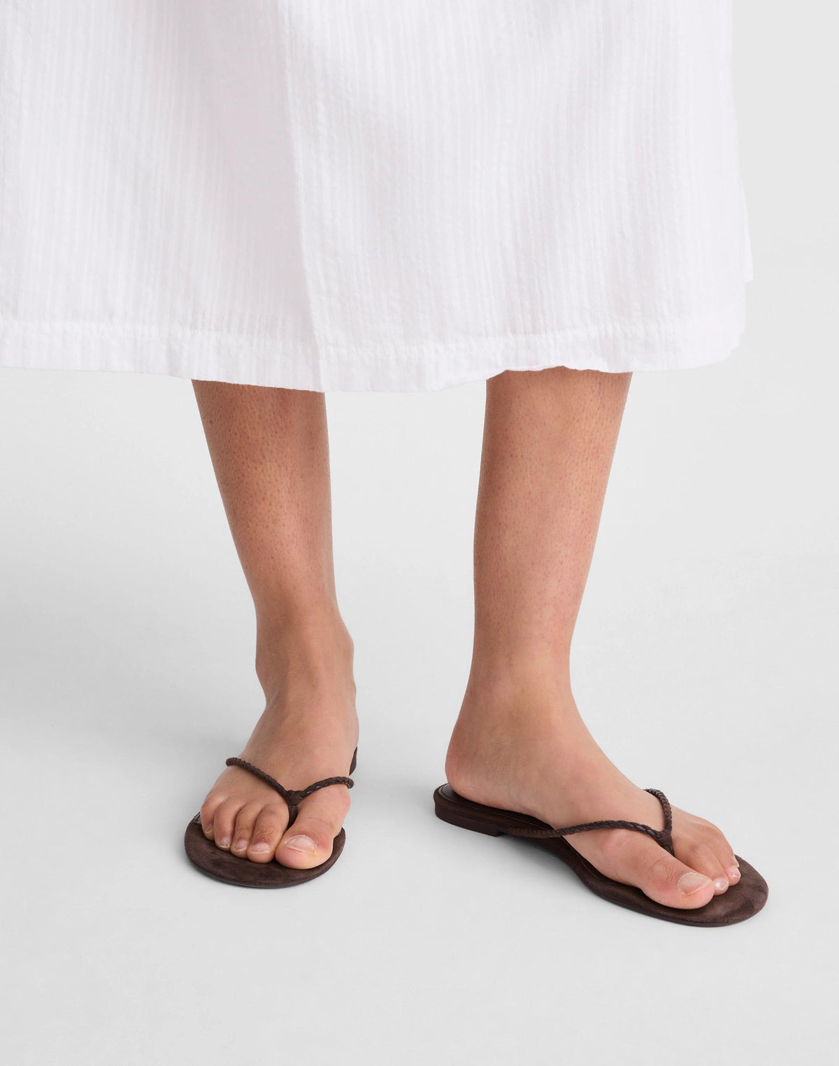 Madewell The Iggy Braided Thong Sandal Dark Carob