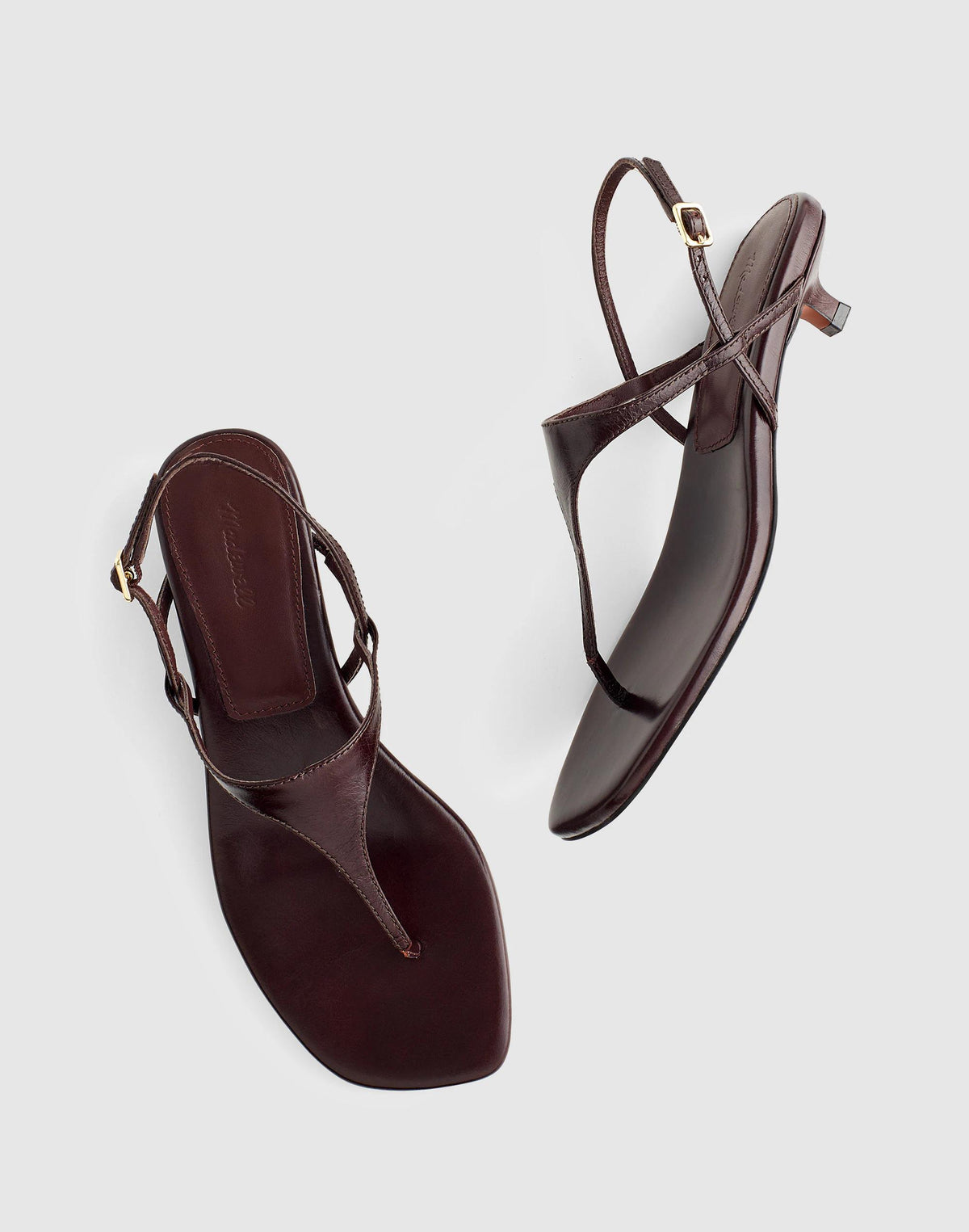 Madewell The Chiara Kitten Heel Slingback Sandal Espresso Bean