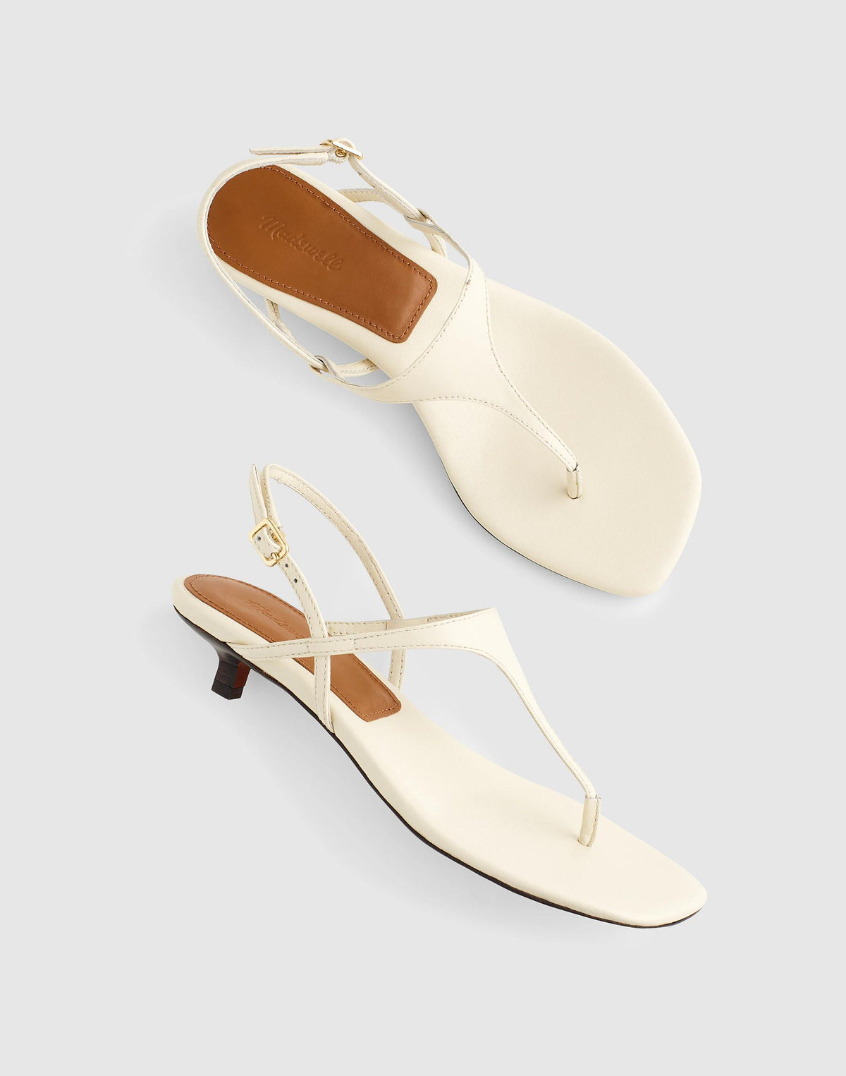 Madewell The Chiara Kitten Heel Slingback Sandal Vintage Muslin