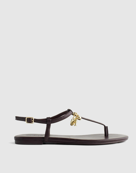 Madewell Madewell x Shopbop Iggy Charm T-Strap Sandal in Leather Coffee Bean