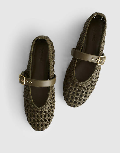 Madewell The Remy Mary Jane Flat Faded Olive