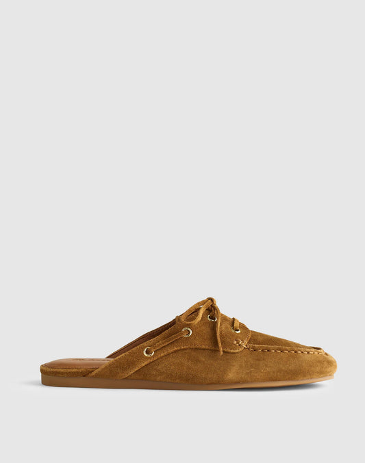 Madewell The Jamie Boat Mule in Suede Dried Acorn