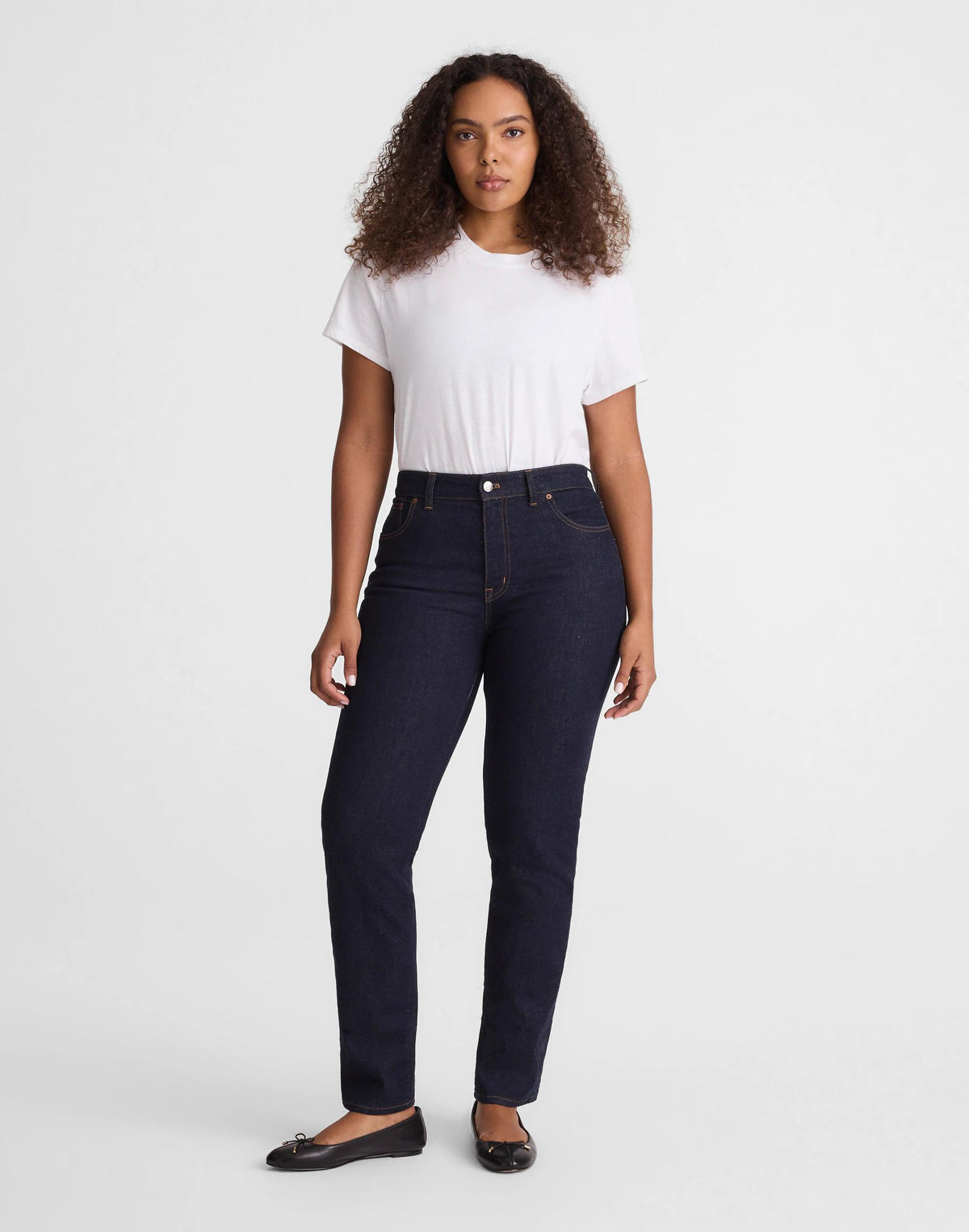 Madewell The Curvy Jules Slim-Straight Jean in Rinse Wash Rinse Wash