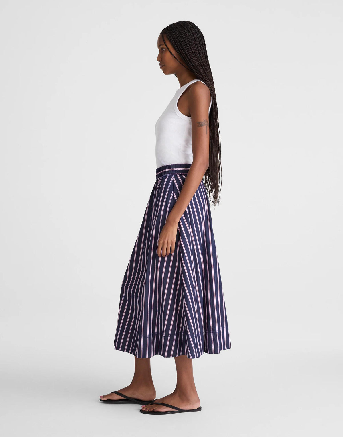 Madewell Midi Circle Skirt in Poplin Classic Indigo