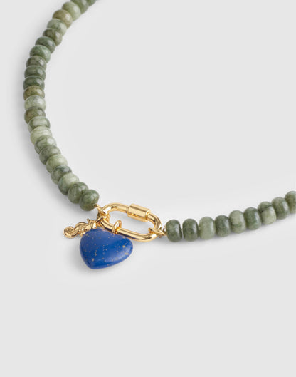 Madewell Semiprecious Beaded Carabiner Charm Necklace Faded Ivy