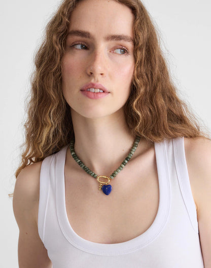 Madewell Semiprecious Beaded Carabiner Charm Necklace Faded Ivy