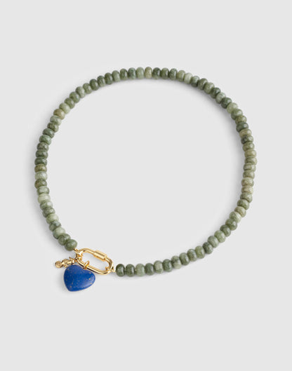 Madewell Semiprecious Beaded Carabiner Charm Necklace Faded Ivy