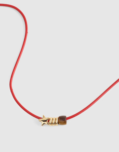 Madewell Semiprecious Charm Leather Choker Necklace Cherry