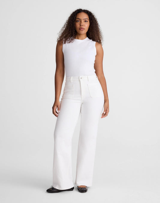 Madewell The Curvy Emmy Wide-Leg Jean in Super Stretch Denim Tile White