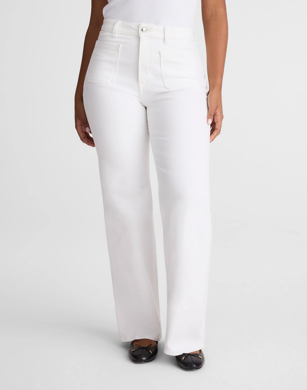 Madewell The Curvy Emmy Wide-Leg Jean in Super Stretch Denim Tile White
