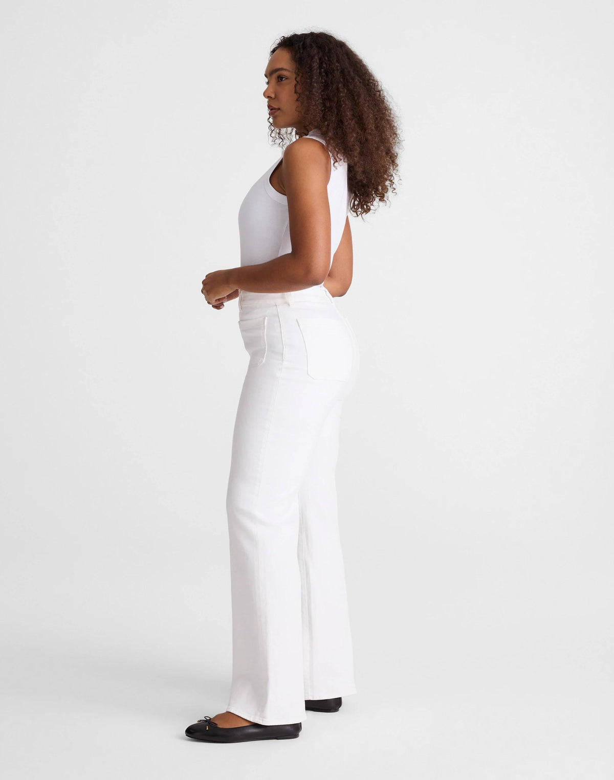 Madewell The Curvy Emmy Wide-Leg Jean in Super Stretch Denim Tile White