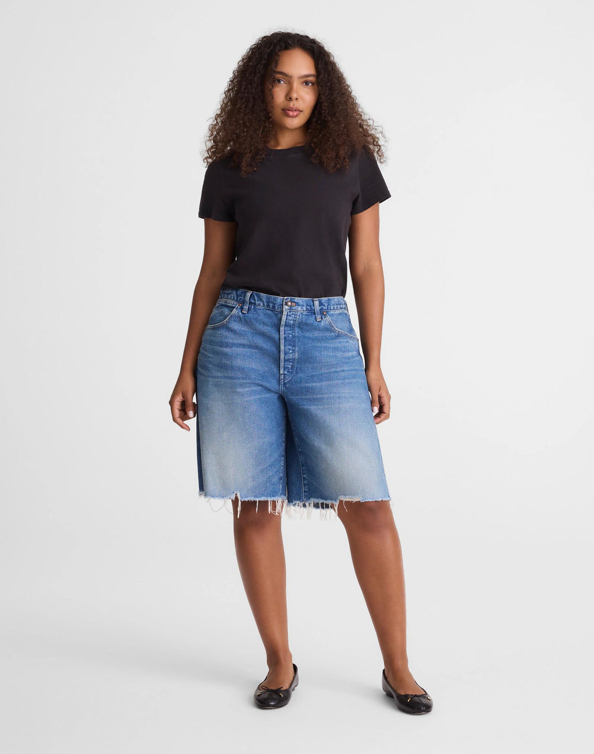 Madewell The Curvy Essex Long Baggy Short Retro Bright Wash