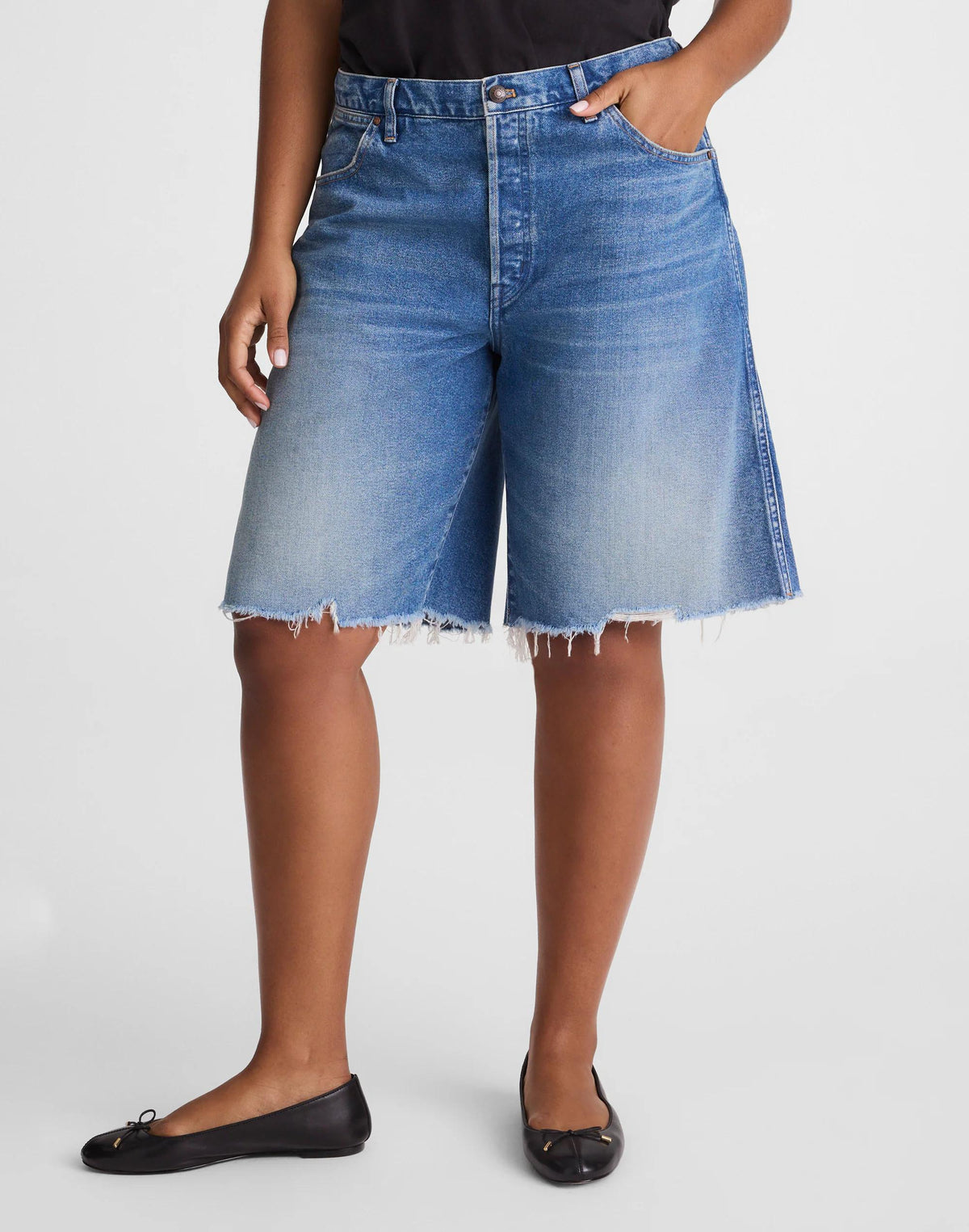 Madewell The Curvy Essex Long Baggy Short Retro Bright Wash