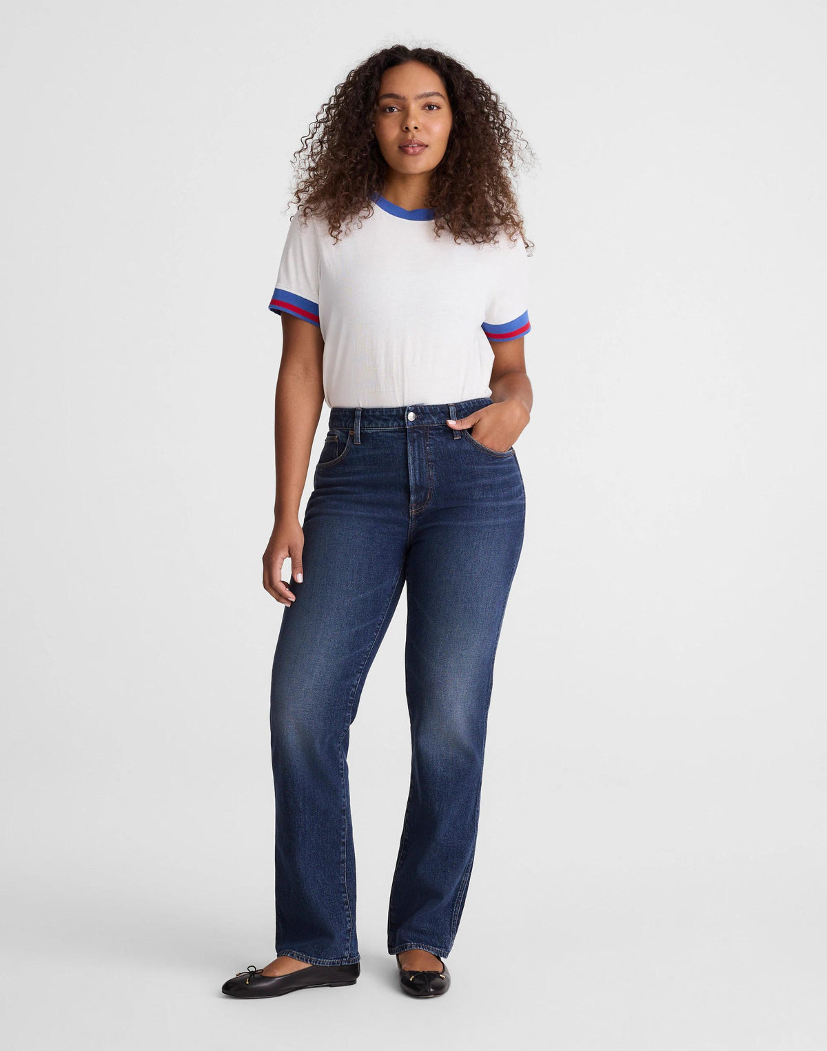 Madewell The Curvy Longline Straight Jean Midnight Waters Wash