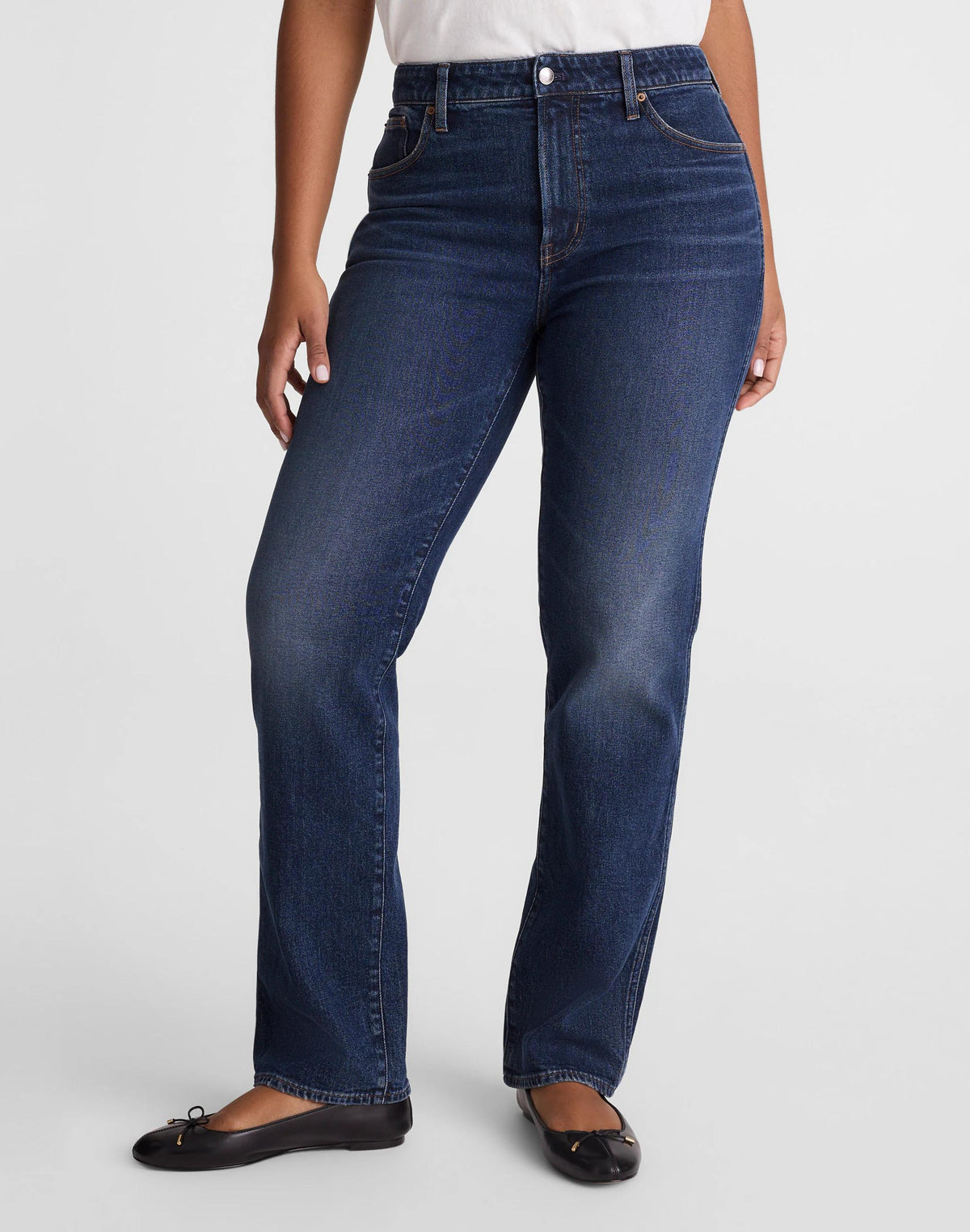 Madewell The Curvy Longline Straight Jean Midnight Waters Wash