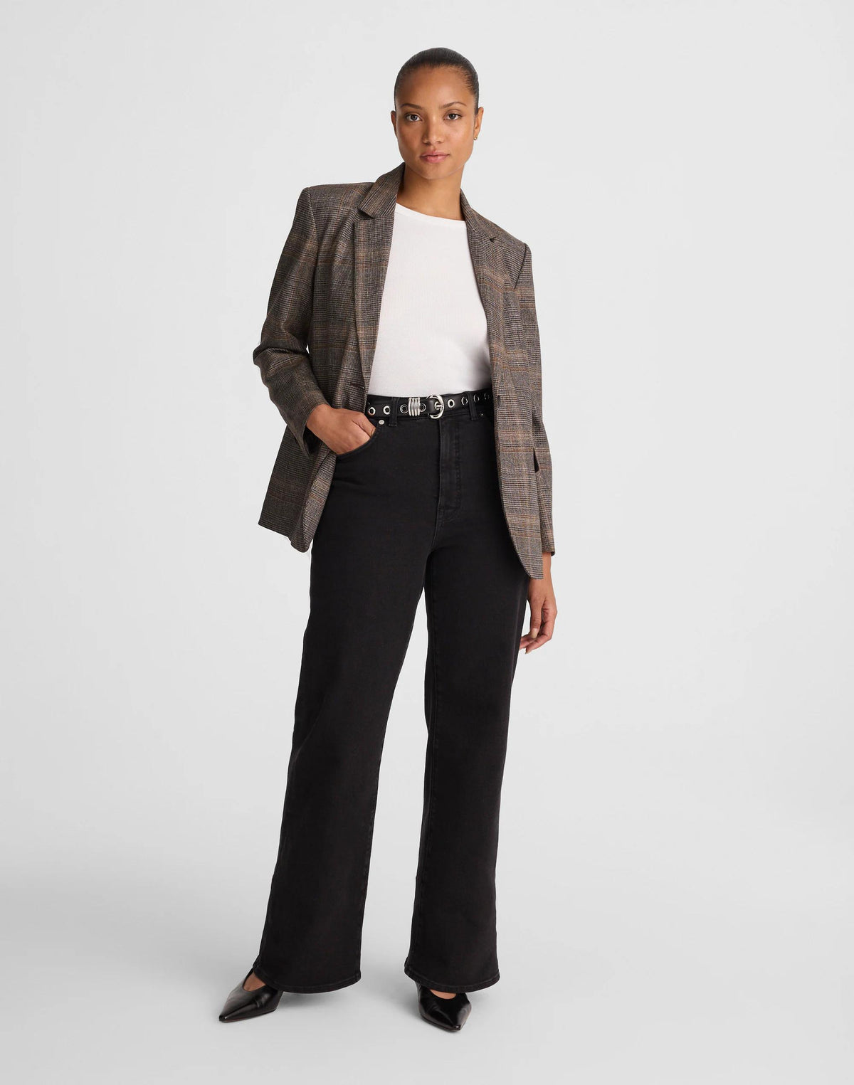 Madewell The Curvy Wide-Leg Jean in Super Stretch Denim Black Frost
