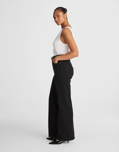 Madewell The Curvy Wide-Leg Jean in Super Stretch Denim Black Frost
