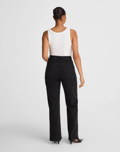 Madewell The Curvy Wide-Leg Jean in Super Stretch Denim Black Frost