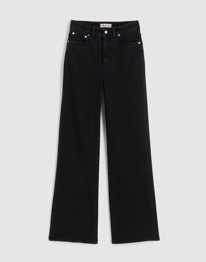Madewell The Curvy Wide-Leg Jean in Super Stretch Denim Black Frost