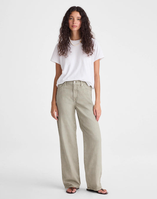 Madewell The Short Perfect Vintage Wide-Leg Jean in Airy Denim Chateau Olive